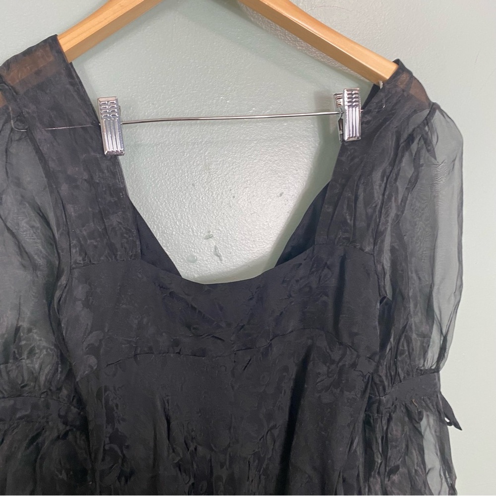 For Love & Lemons Gabrielle Puff Sleeve Mini Dress Black Medium Floral - Picture 7 of 8